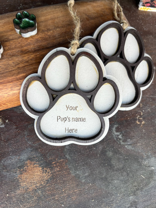 Customize dog paw ornament